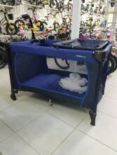 Дитячий манеж-ліжко з пеленатором SIGMA F-W-2 прямокутний з ігровою каруселлю / синій