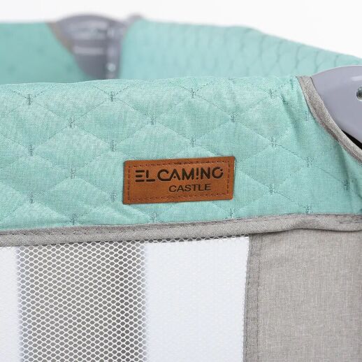 Квадратний дитячий Манеж EL CAMINO ME 1097 CASTLE Mint Gray Льон сіро-мятний