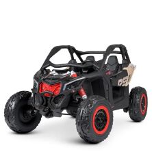 Дитячий двомісний електромобіль Баггі M 4920EBLR-RS Джип на EVA колесах зі шкіряним сидінням / чорно-червоний