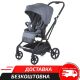 Прогулянкова коляска дитяча EL CAMINO ME 1138 SPIN 360 Stone Gray з реверсивним блоком та чохлом, сіра