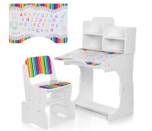 Дитяча регульована парта зі стільчиком растишка Bambi B 2071-77-6 (UA) / колір Олівці біла**
