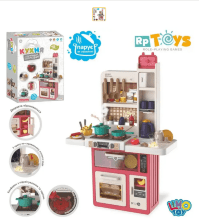 Дитяча інтерактивна ігрова кухня LIMO TOY 889-244 вода пар аксесуари (55 предметів) рожева