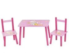 Дитячий столик з двома стільчиками Bambi M 2062 дерев'яний / "Кішечка" для дівчинки. Рожевий