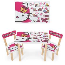 Дитячий дерев'яний стіл з двома стільчиками Bambi 501-138 "Hello Kitty" для дівчинки