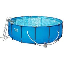 Каркасний круглий басейн З ДРАБИНОЮ і фільтр-насосом Bestway 5614S розмір 366 х 122см / обсяг 10250л
