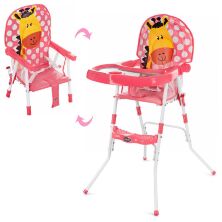 Дитячий складаний стільчик для годування GL217C-909 рожевий Жираф**