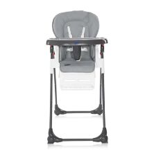 Стільчик для годування дитячий Lorelli (Bertoni) Dulce Silver Blue Leather. Стілець з шкіряним сидінням. Сірий