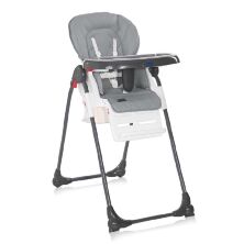 Стільчик для годування дитячий Lorelli (Bertoni) Dulce Silver Blue Leather. Стілець з шкіряним сидінням. Сірий