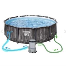 Каркасний круглий басейн З ДРАБИНОЮ і фільтр-насосом Bestway 5614X розмір 366 х 100см / обсяг 9150л