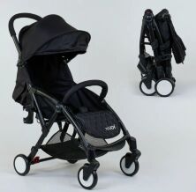 Прогулянкова дитяча алюмінієва коляска JOY W 1140 з підсклянником і чохлом на ніжки/чорна