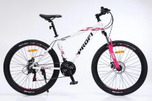 Жіночий спортивний алюмінієвий велосипед PROFI 26 дюймів G24OPTIMAL A26.5 SHIMANO / колір біло-рожевий