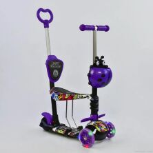 Самокат триколісний Best Scooter 5 в 1 13400 з батьківською ручкою і кошиком підсвічування коліс абстракція