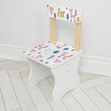 Дитячий дерев'яний столик зі стільчиком Bambi 504-119(UA) / Малюнок Лисичка/ колір білий**