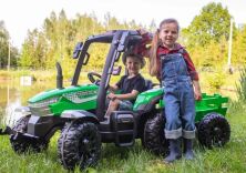 Дитячий одномісний електромобіль Трактор з причепом 4WD BAMBI M 4844EBLR на EVA колесах / Зелений