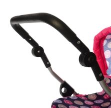 Коляска зимова люлька для ляльки 9680 Лялькова коляска з регульованою ручкою та багажної кошиком рожева