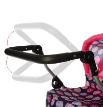 Коляска зимова люлька для ляльки 9680 Лялькова коляска з регульованою ручкою та багажної кошиком рожева