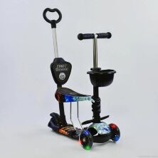 Самокат триколісний Best Scooter 5 в 1 21500 з батьківською ручкою і кошиком підсвічування коліс абстракція