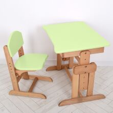 Дитяча дерев'яна регульована парта зі стільчиком 04-031GREEN Зелена**