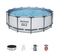 Каркасний круглий басейн З ДРАБИНОЮ і фільтр-насосом Bestway 56438 розмір 457 х 122см / обсяг 16015л