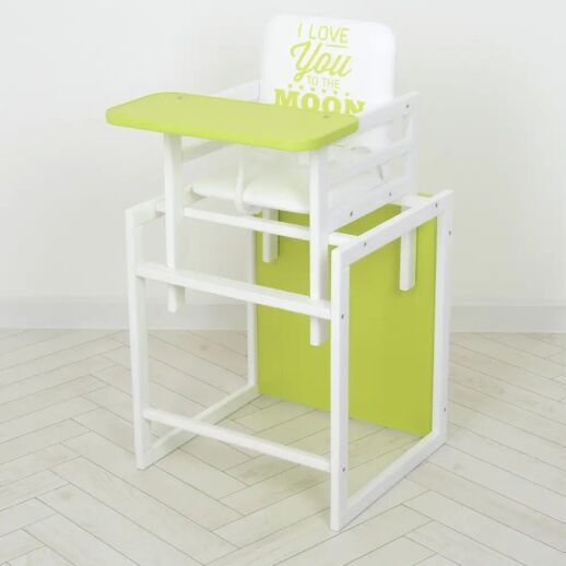 Дитячий дерев'яний Стільчик-трансформер для годування Color лайм. Столик та стільчик