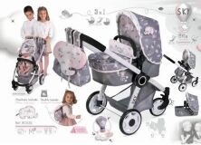 Коляска дитяча для ляльок класична прогулянкова DeCuevas 80535 люлька переноска сіра