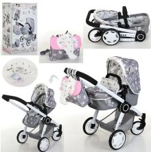 Коляска дитяча для ляльок класична прогулянкова DeCuevas 80535 люлька переноска сіра