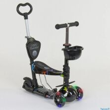 Самокат триколісний Best Scooter 5 в 1 35110 з батьківською ручкою і кошиком підсвічування коліс абстракція