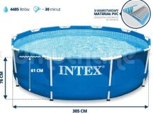 Каркасний круглий басейн Intex 28202 Metal Frame Pools діаметр 305 см/об'єм 4500 л з катріджним фільтр-насос
