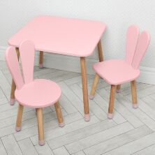 Дитячий столик з Двома стільчиками Bambi 04-025R+1 дерев'яний (МДФ) / колір рожевий **