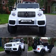 Дитячий двомісний електромобіль машина джип Mercedes 4WD T-7848 на EVA колесах білий