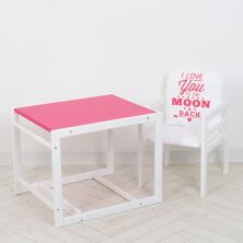 Дитячий дерев'яний Стільчик-трансформер для годування Color малиновий. Столик та стільчик для дівчинки