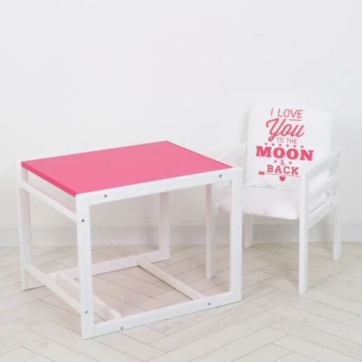 Дитячий дерев'яний Стільчик-трансформер для годування Color малиновий. Столик та стільчик для дівчинки