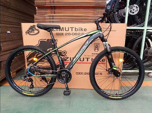 Велосипед гірський Azimut "NEVADA" GFRD 27.5" SHIMANO рама 17" чорно-зелений