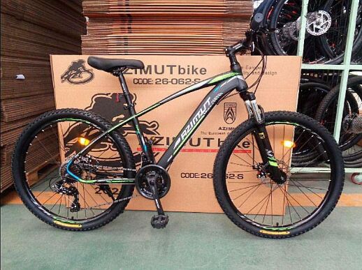 Велосипед гірський Azimut "NEVADA" GFRD 27.5" SHIMANO рама 17" чорно-зелений