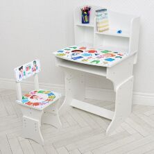 Дитяча парта регульована шкільна зі стільцем 904-105(EN) біла Одягу**