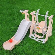 Дитяча пластикова гірка Гойдалка BAMBI WM19083A-8 з баскетбольним кільцем / персикова**