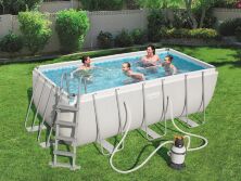 Каркасний прямокутний басейн ЗІ СХОДАМИ і пісочним фільтром Bestway 56457 розмір 412х201х122см Обсяг 8124л