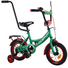 Велосипед дитячий двоколісний EXPLORER 12 дюймів T-21211 з батьківською ручкою і доповнений колесами/зеленим
