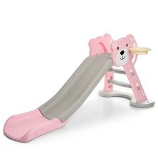 Дитяча гірка BAMBI HF-H008-8 баскетбольне кільце м'яч рожево-бежева Ведмедик**