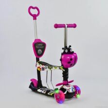 Самокат 5 в 1 триколісний 74230 Best Scooter Божа корівка підсвічування коліс абстракція