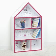 Будиночок стелаж полку дитяча для іграшок і книг PLK-L-89 Дівчинка біло-червоний**