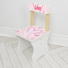 Дитячий дерев'яний столик зі стільчиком Bambi 504-118(UA)/ Малюнок Сердечка / колір білий**