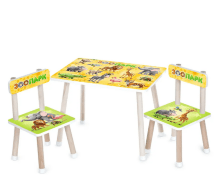Дитячий дерев'яний столик з двома стільцями M 501-11 "Зоопарк"