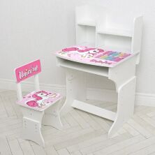 Дитяча парта регульована шкільна зі стільцем 904-137 малюнок Єдиноріг**