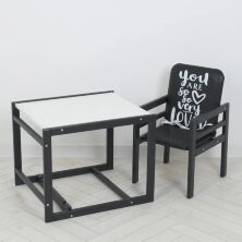 Дитячий Стільчик-трансформер для годування Graphite чорно-білий