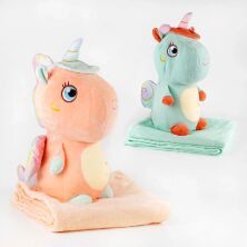 М'яка іграшка "Єдиноріг" з дитячим плюшевим пледом М 13949 Розмір 170х105 см/висота іграшки 51 см/2 кольори