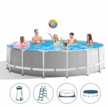 Каркасний круглий басейн Intex 26726 діаметр 457см /об'єм 16800л з фільтр-насосом сходами підстилкою тентом