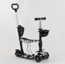 Триколісний самокат з сидінням і батьківською ручкою 5 в 1 24501 Best Scooter абстракція / колеса ПУ