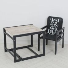 Дитячий Стільчик-трансформер для годування Graphite чорно-дуб клондайк