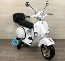 Дитячий електромобіль мотоцикл M 4939EL-1 Скутер Мопед VESPA PX 150 на колесах ЕВА / шкіряне сидіння / білий